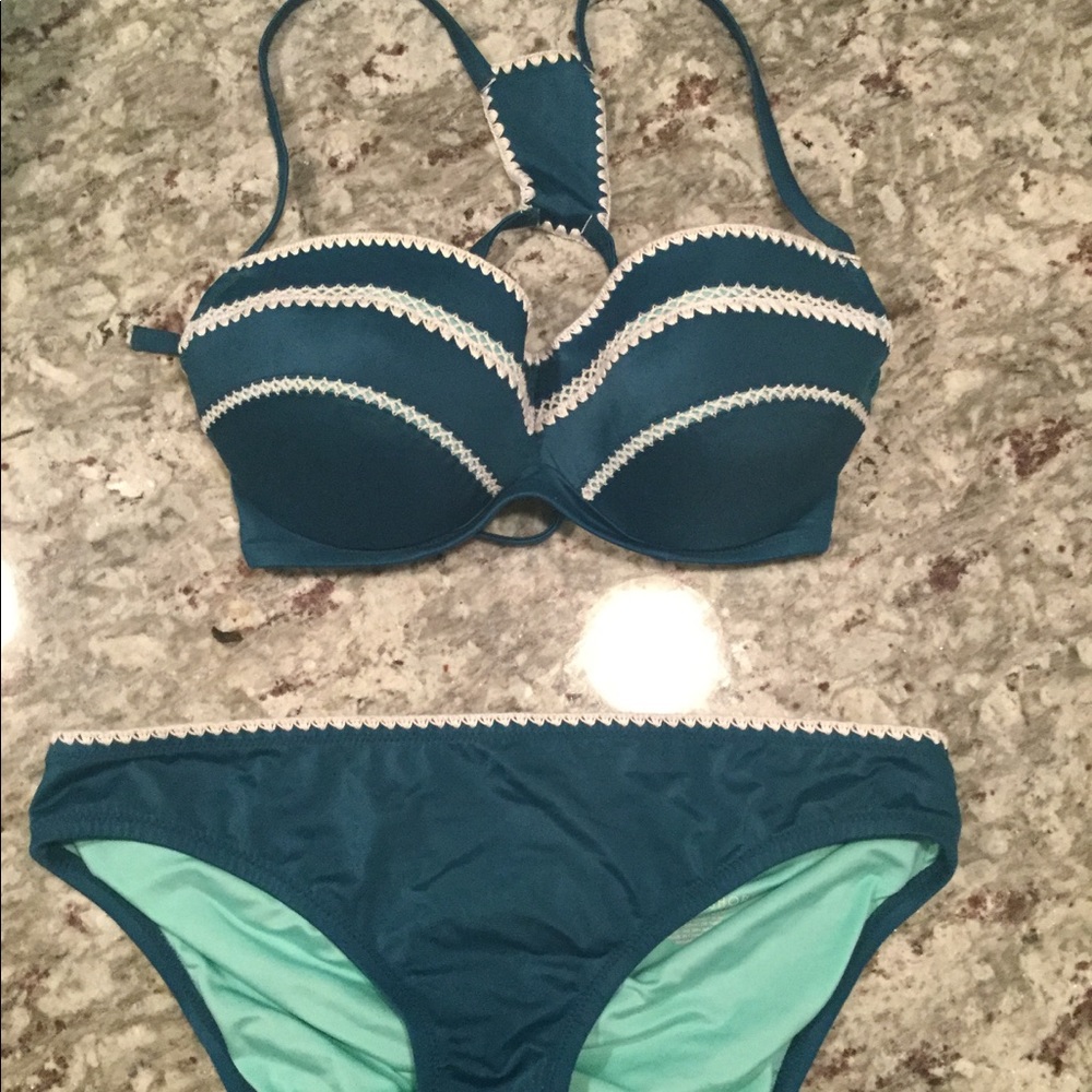 Blue knit bikini